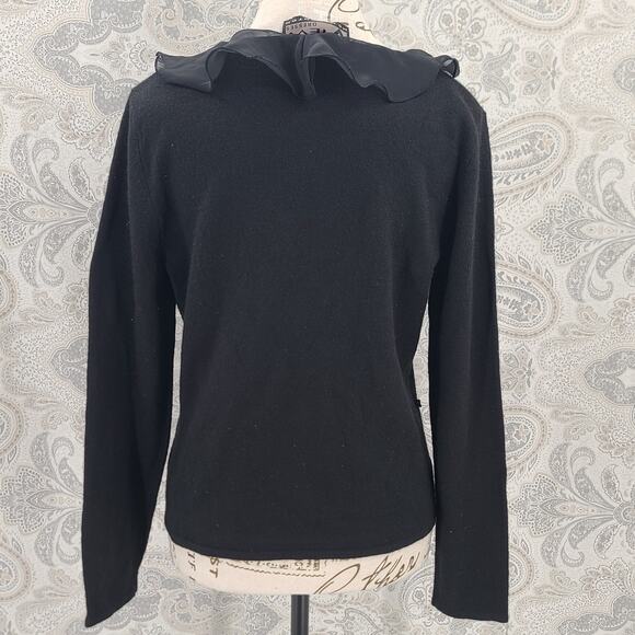 Norton Mc Naughton black vintage sweater sheer ruffle neckline Goth fairy grunge - Picture 2 of 7